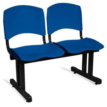 Imagem de Longarina Plástica 2 Lugares A/E Azul Lara - Shop Cadeiras