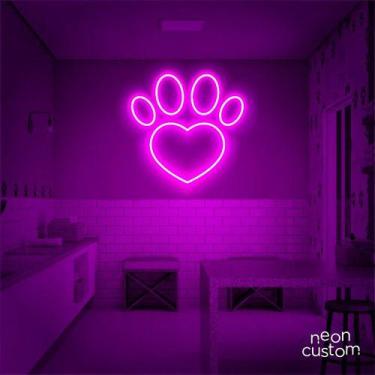 Imagem de luminaria letreiro Neon Led Amo Pets 30x30 luminoso decoração p/ selfi