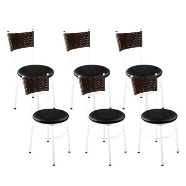 Imagem de 6 Cadeiras Brancas Para Cozinha Viena Marrom - Laumar, Preto