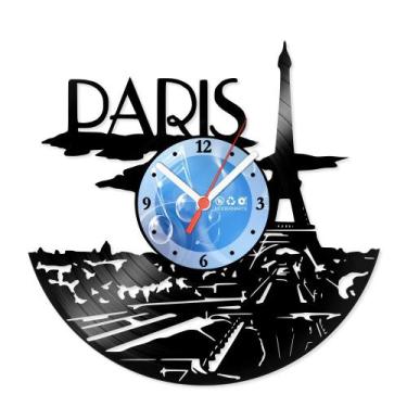 Imagem de Relógio De Parede Disco Vinil Lugares - Paris - VLU-026 - Modernarte
