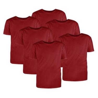 Imagem de Kit com 6 Camisetas Básicas Algodão Bordô Tamanho GG - Mc Clothing