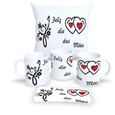 Imagem de Kit Com Almofada 30x30cm e Caneca de Porcelana dia das Mães - Estampa 