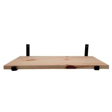 Imagem de Prateleira em Madeira Pinus Suporte Invertido Preto 50x20cm - Artesana