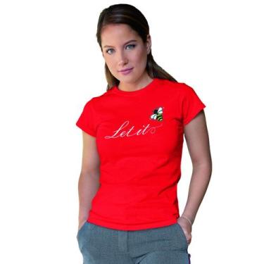 Imagem de Camiseta Feminina Let It Bee Abelha Baby Look - Hipsters, P, Vermelho