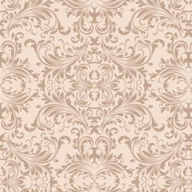Imagem de Papel de Parede Autocolante Vinil Arabesco Damasco Bege Neutro Fosco -