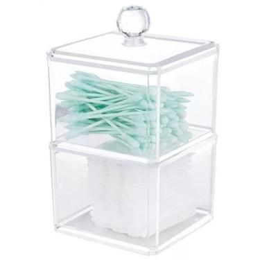 Imagem de Porta Cotonete Algodão Organizador Em Acrílico 2 Andares - PGB