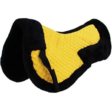 Imagem de CHALLENGER 58,4 cm x 55,88 cm Amarelo Cavalo Sela Inglesa Contorno Acolchoado Forro de Lã Meia Almofada 72130YL