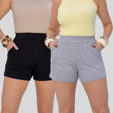 Imagem de Kit 2 Shorts de Malha com Bolso Curtinho Moda Feminina Verão - Mayara 