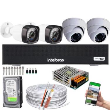 Imagem de Kit 4 Câmeras Full HD 1080p + DVR Intelbras MHDX 3004-C C/HD