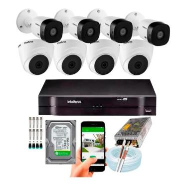 Imagem de Kit Cftv 8 Câmeras Hd Intelbras Ir 20m Dvr Intelbras 8 Ch