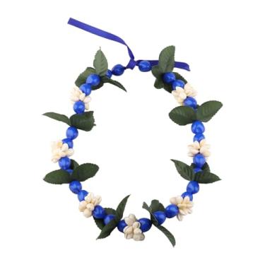 Imagem de KUIYAI Colar havaiano de nozes Kukui com fecho de laço de contas grossas em forma de coração, Sem Pedra Preciosa