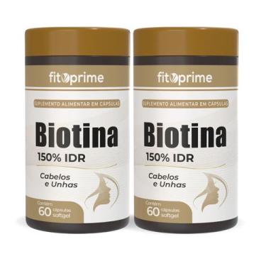 Imagem de Kit 2 Biotina 45mcg 150 IDR Cabelos Unhas Firmeza e Crescimento 60 Cáp