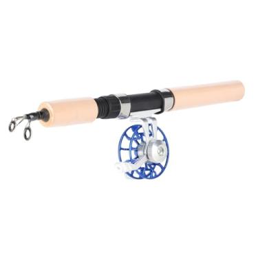 Imagem de Vara de pesca telescópica de eva resistente de 26 polegadas com conjunto de carretel para pesca portátil no gelo de inverno, material de qualidade azul e furo de fio cerâmico (Azul)
