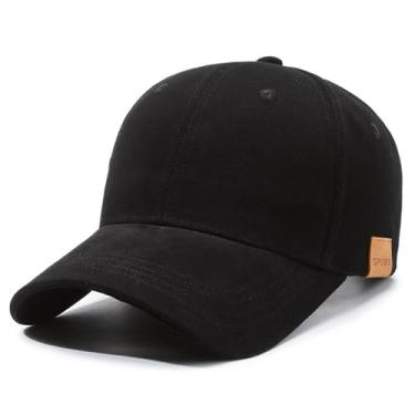 Imagem de QOHNK Boné de beisebol tamanho grande 2GG chapéus de cabeça grande para homens chapéus de pai boné ajustável 60 a 65 cm, Preto, Tamanho Único