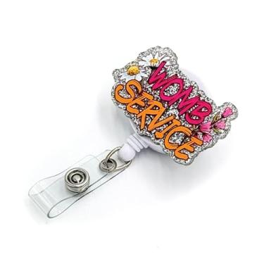 Imagem de Carretel de crachá engraçado retrátil com clipe jacaré, serviço de útero, clipe de crachá de acrílico para trabalho de parto e parto, obstetrícia, enfermagem e enfermagem