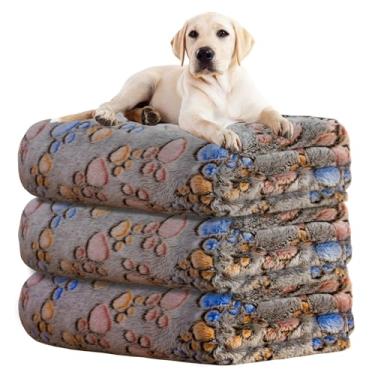 Imagem de Rezutan Cobertores De Cachorro Atualizados Para Cães Grandes, Cobertores De Flanela Para Cães E Gatos Laváveis, Capa De Tapete Macio Para Animais De Estimação Para Cama De Canil, Padrão De Patas Fof