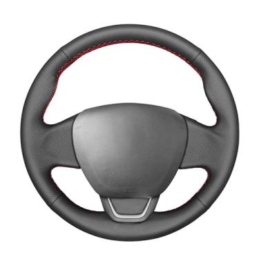 Imagem de MEWANT Capa de volante de carro respirável costurada à mão para Renault Kaptur Captur 2016-2020 Acessórios de volante para Renault Kaptur (versão de borracha sem botões multifuncionais)