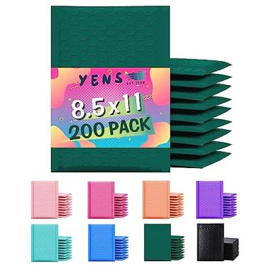 Imagem de Yens Envelopes de plástico bolha 8,5 x 12 pacote com 200 sacos de envio autoselantes verdes à prova d'água, envelopes acolchoados de amortecimento para envio, correspondência, embalagem espaço útil