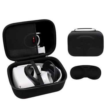 Imagem de XANAD Capa rígida compatível com Oculus Meta Quest 3/Quest 2/Vision Pro Official Original/Elite Strap versão VR Headset e acessórios de controle de toque, adequada para viagens e armazenamento