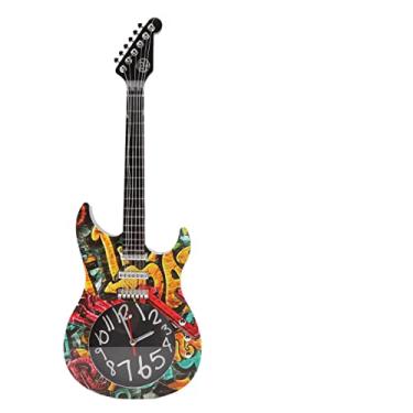 Imagem de Relógio de Parede de Guitarra retrô Relógio Musical Decoração de Estúdio Doméstico (Guitarra 5680)