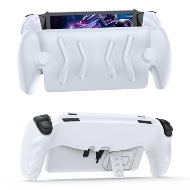 Imagem de EJGAME Capa protetora completa compatível com Playstation Portal, capa traseira de TPU com suporte ajustável e capa frontal removível (branca)
