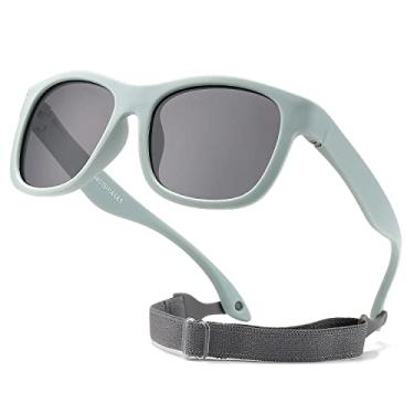 Imagem de HJSTES Óculos De Sol Polarizados Para Bebês, Meninos E Meninas, Armação Flexível Tpee Com Alça, Para Bebês De 0 A 3 Anos (Quadrado Azul)