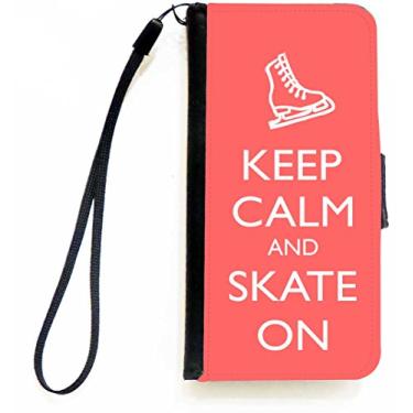 Imagem de Rikki Knight Keep Calm and Skate On Tropical Pink Color Flip Wallet Case com aba magnética para Apple iPhone 5c