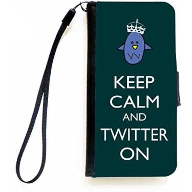 Imagem de Rikki Knight Capa carteira flip Keep Calm and Twitter On verde com aba magnética para Apple iPhone 5c