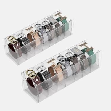 Imagem de Organizador de cinto de 2 peças, 7 compartimentos, suporte de armazenamento de cinto de acrílico transparente para gravata de armário e gravata borboleta