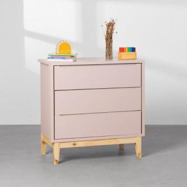 Imagem de Cômoda Theo 3 Gavetas com Pés Square Natural - Rosa - Abra Casa
