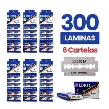 Imagem de 300 Lâminas de Barbear Inteira LORD Super, para Navalhete, 6 Cartelas 