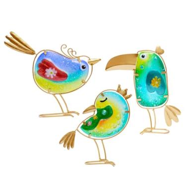 Imagem de IEUDNS 3 decorações de jardim para estatuetas externas, enfeites decorativos fofos de gramado, estátuas de pássaros para quarto, cozinha