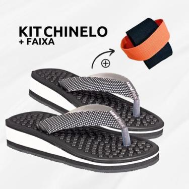 Imagem de Kit Chinelo Ortopédico Para Esporão + Faixa Alongamento - Uniflex, 33/