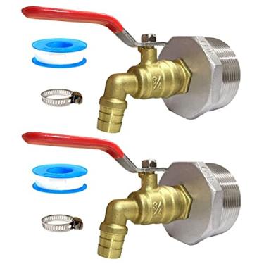 Imagem de Torneira de tambor de 5 polegadas, torneira de barril de latão de 3/10.2 cm com junta EPDM para fita de teflon de tambor de 55 galões incluída, pacote com 2