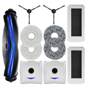 Imagem de Kit de acessórios de peças de reposição para aspirador de pó Ecovacs Deebot N30 Pro Omni Robot, 1 escova principal, 2 escovas laterais, 2 filtros, 2 sacos de pó, 4 acessórios de almofadas de pano para