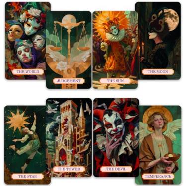 Imagem de CRAFTERIAN Golden Masquerade Tarot Cards, 78 Cards Deck with Foil Edges, Original Cards for Beginners and Experts with Guide Book, Fortune Telling Game, Divination Tools for All Skill Levels.