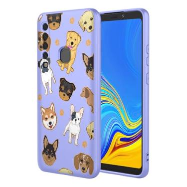 Imagem de KOARWVC Capa de telefone para Galaxy A9 2018, capa para Samsung A9s SM-A920, design de padrão de gato, fina, protetora, macia, amortecedora, capa de telefone para Samsung Galaxy A9 2018 cachorro roxo