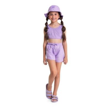 Imagem de Biquíni Infantil com Estampa Revela na Água e FPS +50 Quimby, Roxo, 1