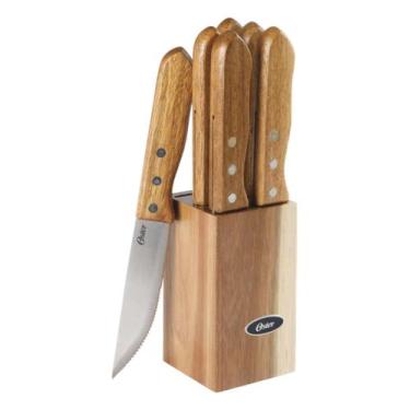 Imagem de Conjunto De Facas Oster Para Churrasco Aço Inox 7 Peças Cepo Madeira H
