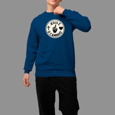 Imagem de Moletom Gola Careca Basico Masculino Moda De Religioso Confortável Tec