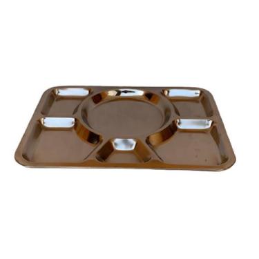 Imagem de Bandeja Saps Aço Inox 6 Divisórias Bandejão Prato Refeitório - Kehome