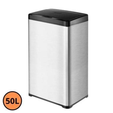 Imagem de Lixeira Automática Retangular 50 Litros com Sensor em Aço Inox - Globa