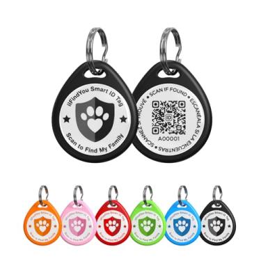 Imagem de ilFindYou Etiquetas de gato personalizadas pequenas, etiquetas de nome de gato com código QR para coleira de gatinho, alertas de localização de digitalização, preto P