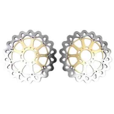 Imagem de 1 par de discos de freio dianteiros flutuantes de rotores compatíveis com Suzuki GSX1300R Hayabusa 1999-2007, TL1000R 1998-2003, TL1000S 1997-2001, peças de acessórios de motocicleta douradas