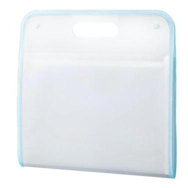 Imagem de shamjina Pasta de arquivo a4 portátil, bolsa de documentos, prática, grande capacidade, à prova d'água, 13 camadas, organizador de arquivo acordeão para, Azul
