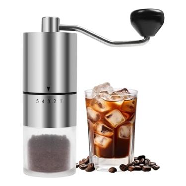 Imagem de Rsoilch Moedor de café manual com rebarba de cerâmica para expresso, prensa francesa, 5 configurações ajustáveis, máquina manual com rebarba embutida, para uso doméstico e viagens de acampamento,