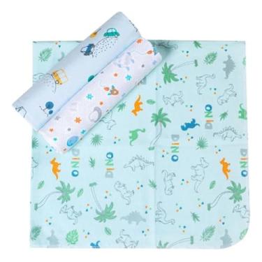Imagem de Kit 3 Cueiros Estampado Flanelado Bebê Menino e Menina 80x50cm (Menino)