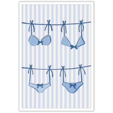 Imagem de Lindo biquíni maiô arte de parede em tela na moda verão praia arco pôster coquete vaqueira costeira estampa estética pintura para casa apartamento banheiro meninas quarto decoração de parede 30,5 x