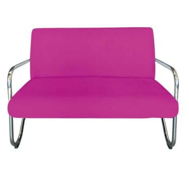 Imagem de Namoradeira Decorativa Bela Couro Rosa Pink  Braço Cromado - Mansão De