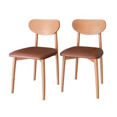 Imagem de Kit 2 Cadeiras Gala Madeira Maçica - Alt 86 x L 44 cm x P 46 cm Natural/Caramelo